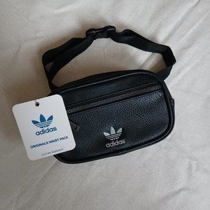 NWT adidas Faux Leather Waist Pack Black